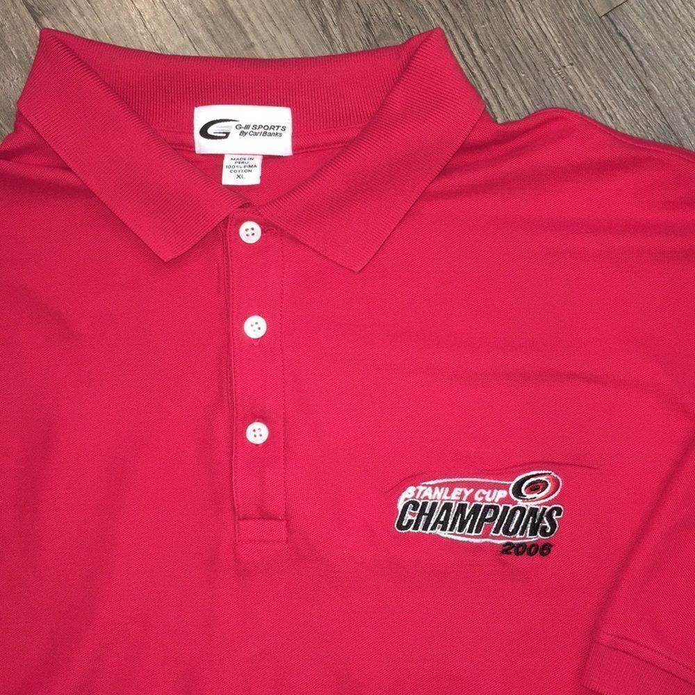 Vintage Carolinaย Hurricanes Redโ2006 Stanley Cup Champs Golf Polo Shirt XLโmenโs